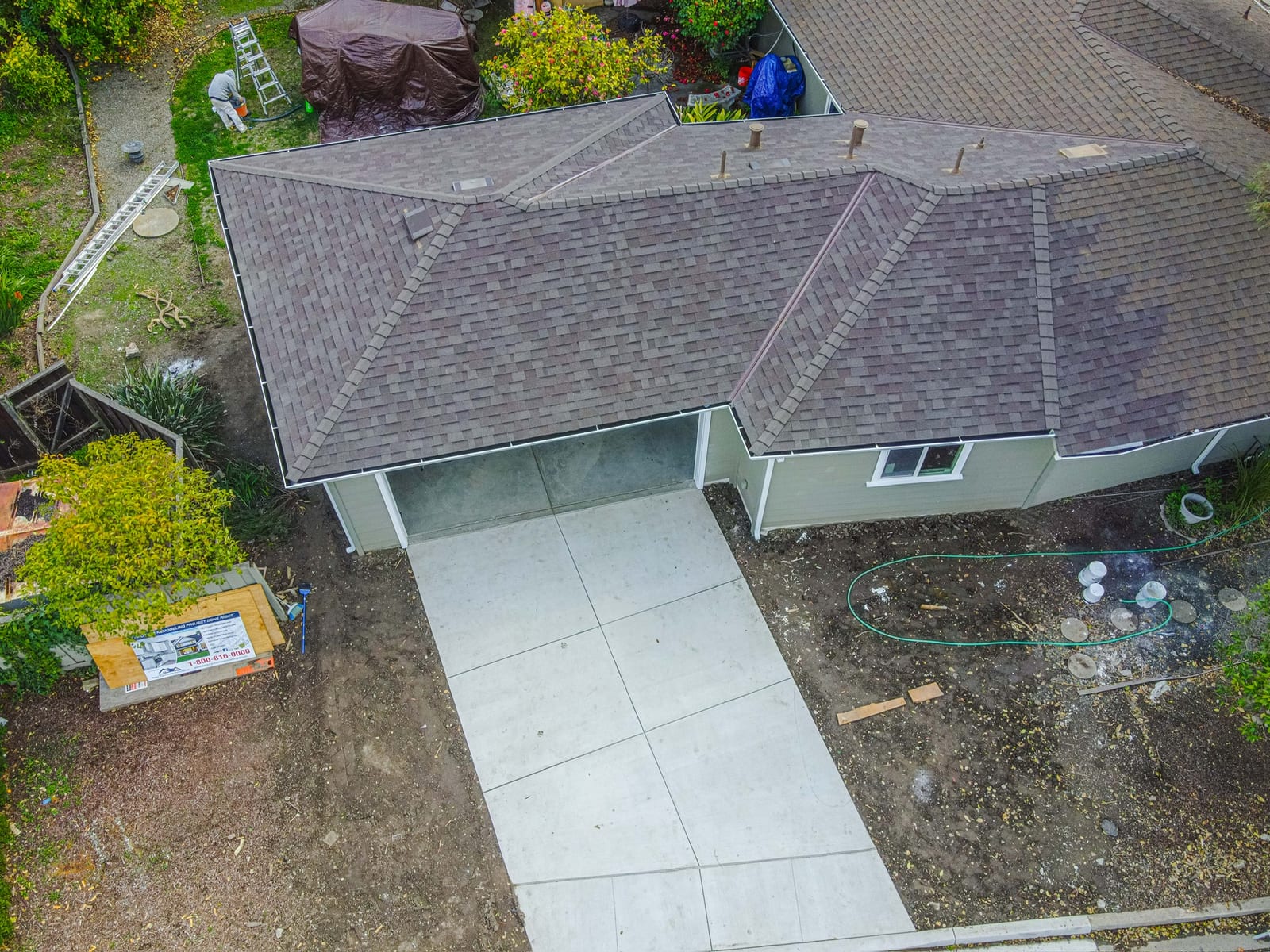 Aerial view of completed Grace Roofing asphalt shingle roof replacement